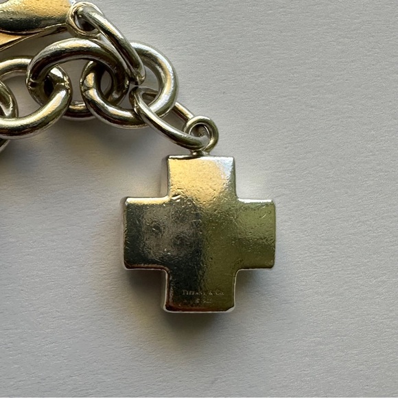 Tiffany & Co. 925 Silver 7.50in-19,5cm Cross Tag Charm Bracelet - Picture 9 of 16
